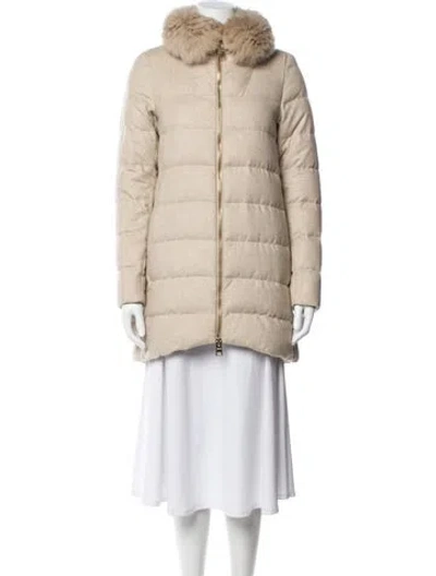 Pre-owned Herno Silk Faux Fur Jacket In Neutral