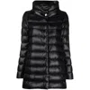 Herno Black High Collar Puffer Jacket With Horizontal Quilting
