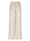 Herno Silk Pants With All-over Monogram Pattern In Neutral