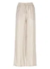 Herno Silk Pants With All-over Monogram Pattern In Neutral