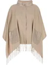 Herno Chantilly Silk And Ultralight Nylon Poncho In Neutrals