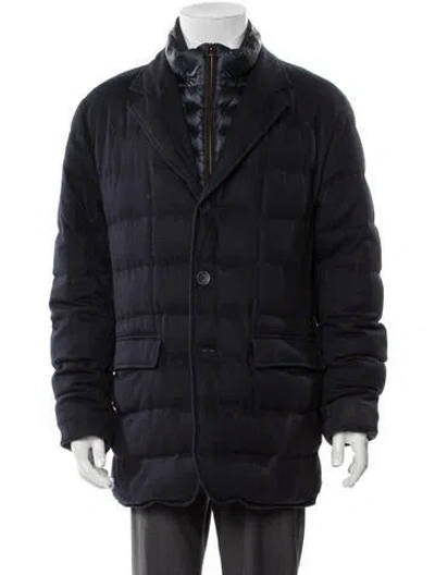 Pre-owned Herno Silk Puffer Coat In Blue