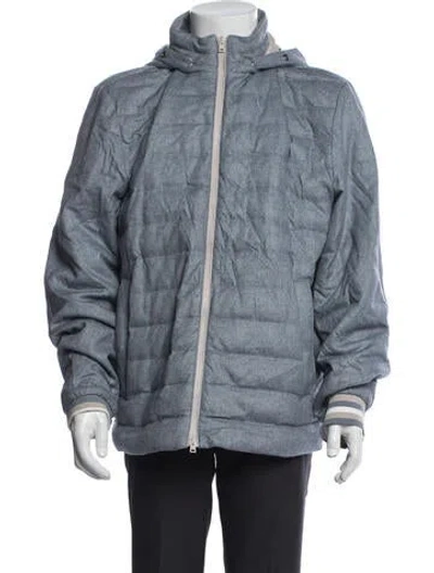 Pre-owned Herno Silk Puffer Coat In Blue