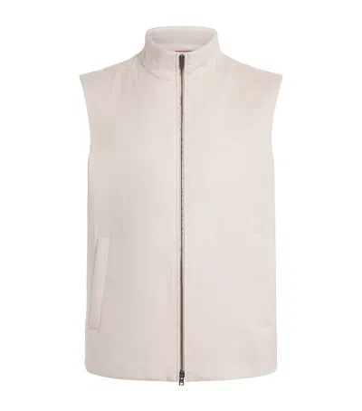 Herno Silk-cashmere Gilet In Neutral