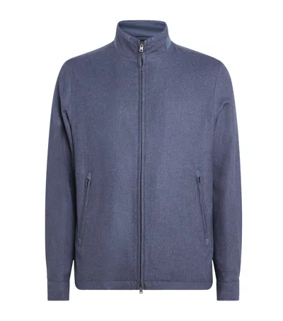 Herno Silk-cashmere High-neck Bomber Jacket In Blue