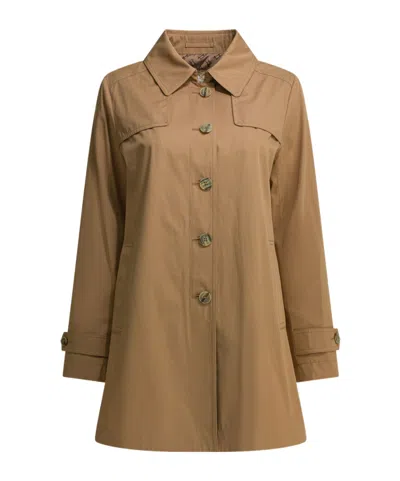 Herno Single-breasted A-line Coat In Brown