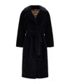 Herno Long Coat With Belted Waist And Notched Lapels In Black