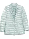 Herno Quilted Single-breasted Blazer With Shiny Finish In Blue