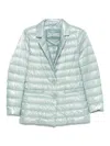 Herno Quilted Single-breasted Blazer With Shiny Finish In Light Blue
