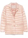 Herno Quilted Single-breasted Blazer With Shiny Finish In Pink