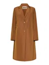 Herno Single-breasted Camel-colored Taffeta Coat In Brown
