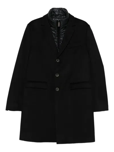 Herno Single-breasted Cashmere Coat In Black