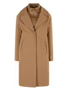 Herno Padded-collar Single-breasted Long Sleeved Coat In Brown