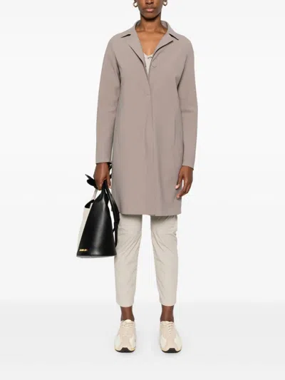 Herno Single-breasted Coat In Taupe