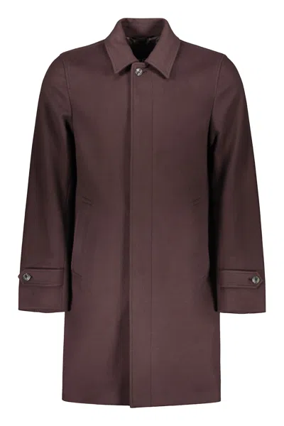 Herno Single-breasted Coat In Virgin Wool And Cashmere In Brown