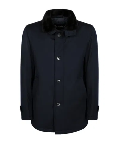 Herno Single-breasted Cotton Jacket In Black
