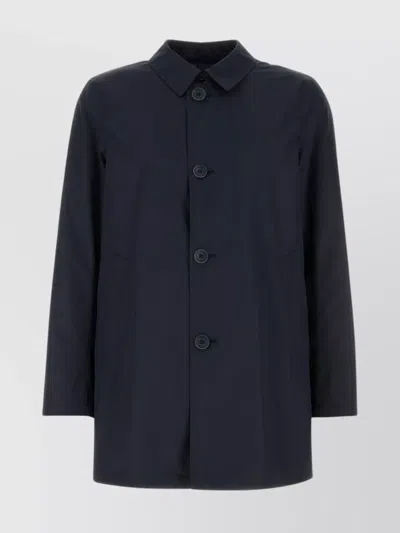 Herno Single-breasted Jacket With Two Front Pockets In Blue