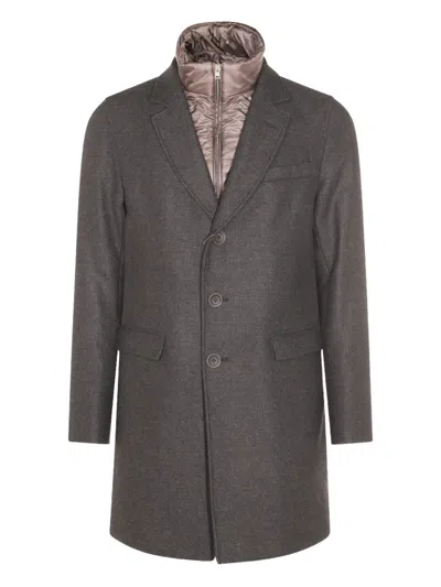 HERNO SINGLE-BREASTED LAYERED COAT