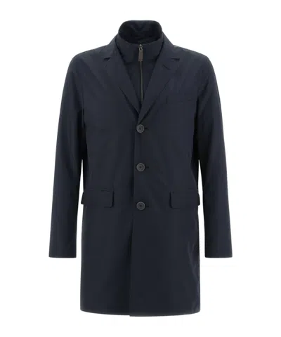 Herno Single Breasted Layered Shell Coat In Black
