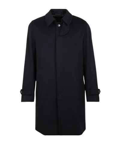 Herno Single Breasted Long Coat In Blue