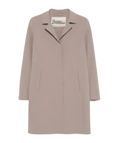 Herno Single-breasted Long-sleeved Coat In Neutral
