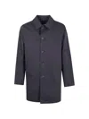 Herno Long Sleeve Midi Coat Front Pockets In Blue