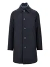Herno L-blend Coat With Detachable Bib In Black
