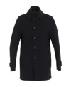 Herno Medium-length Structured Coat With Button-up Front In Black