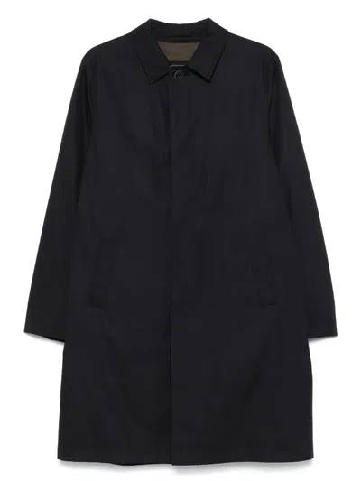 Herno Single-breasted Raincoat In Blue