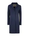 Herno Blue Coat With Concealed Closure And Collar In Stretch Polyamide Woman In Black