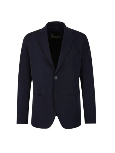 Herno Single Breasted Tailored Blazer In Blau Nit