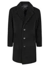Herno Long Sleeve Notched Lapel Coat With Pockets In Black