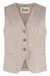Herno Single-breasted Vest In Beige