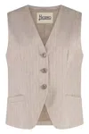Herno Single-breasted Vest In Beige