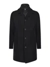 Herno Single-breasted Wool Blend Coat In Black