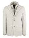 Herno High-neck Buttoned Padded Jacket In White
