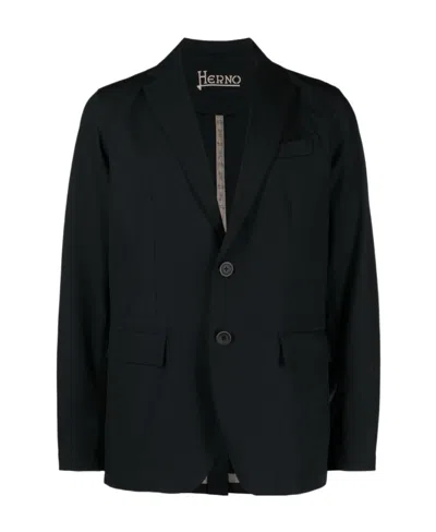 Herno Single-breasted Blazer In Black