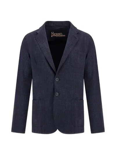 Herno Single-breasted Blazer In Blue