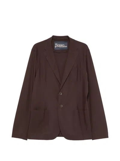 Herno Single-breasted Blazer In Brown