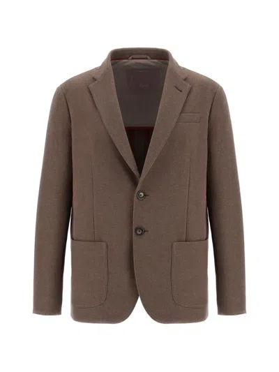 Herno Single-breasted Blazer In Brown