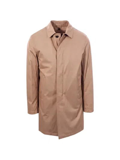 Herno Single-breasted Car Coat In Brown
