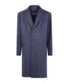 Herno Herringbone Single-breasted Coat In Blue