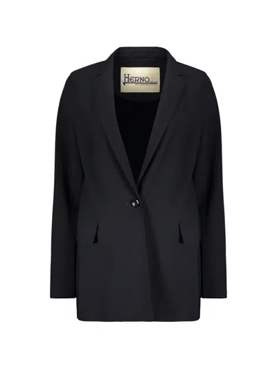 Herno Single-breasted Notched-lapel Blazer In Purple