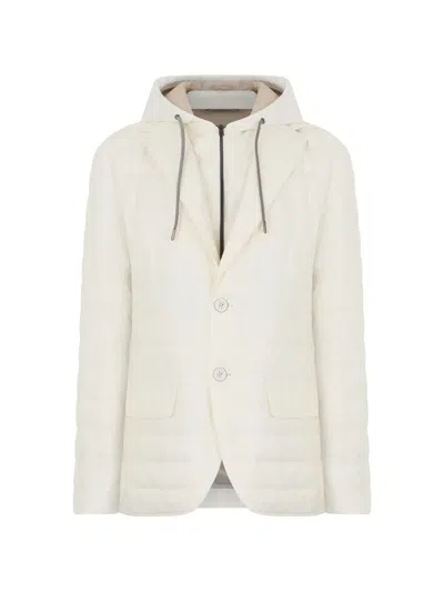 Herno Single-breasted Padded Blazer In White