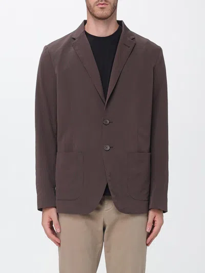 Herno Single-breasted Technical Fabric Blazer With Patch Pockets In Brown