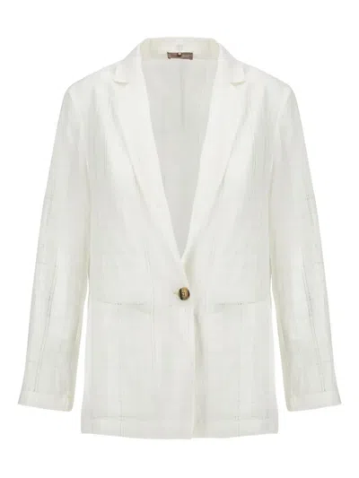 Herno Single-button Linen Blazer In White