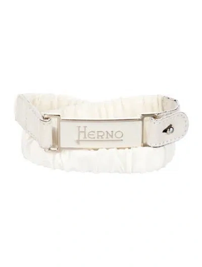 Pre-owned Herno Skinny Silk Waist Belt In White