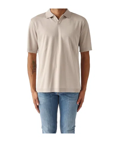 Herno Skipper Open Collar Polo Shirt In Neutral