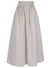 Herno Voluminous Taffeta Skirt With Water-repellent Treatment And Metal Detail In Chantilly