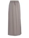 Herno Beige Long Skirt With Elastic Waist In Stretch Tech Fabric Woman In Chantilly